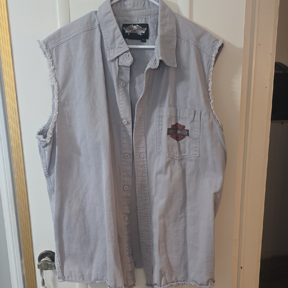Harley-Davidson Light Gray Denim Vest